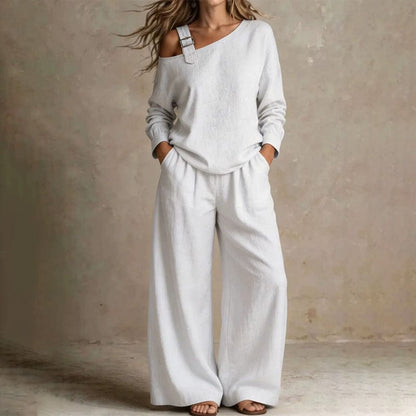 The Serene™ Off-Shoulder Wide-Leg Set