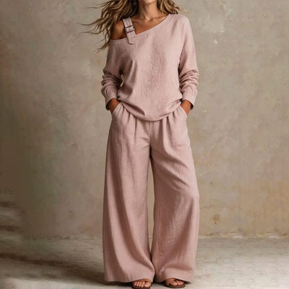 The Serene™ Off-Shoulder Wide-Leg Set