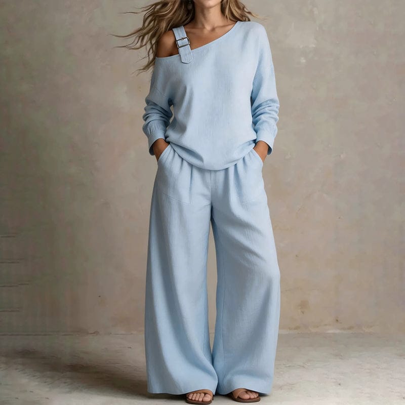 The Serene™ Off-Shoulder Wide-Leg Set