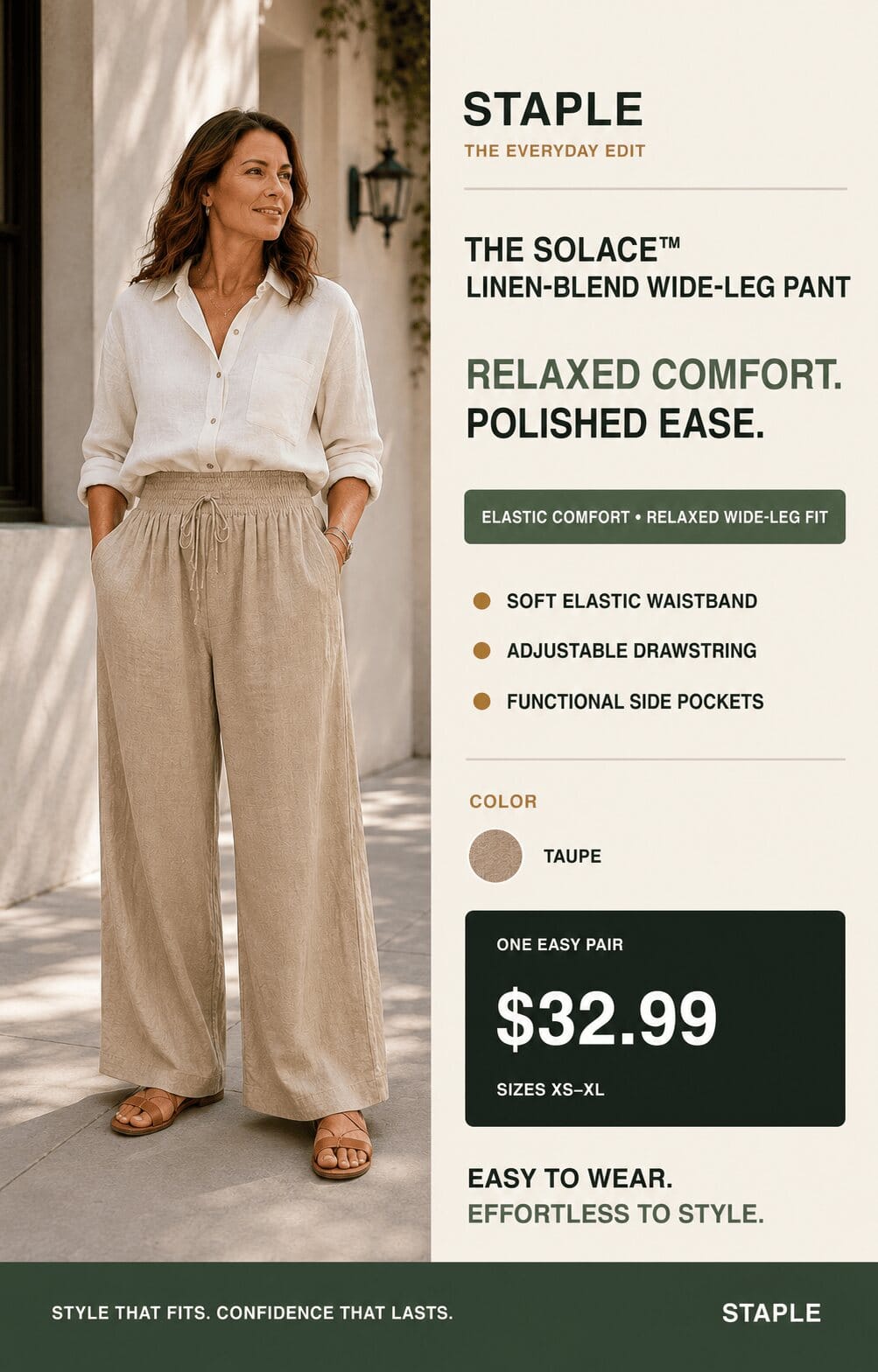 The Solace™ Linen-Blend Wide-Leg Pant