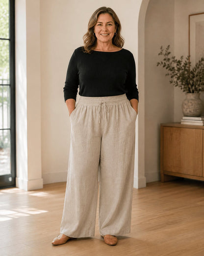 The Solace™ Linen-Blend Wide-Leg Pant