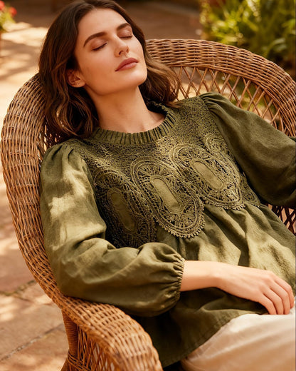 The Willow™ Embroidered Babydoll Blouse