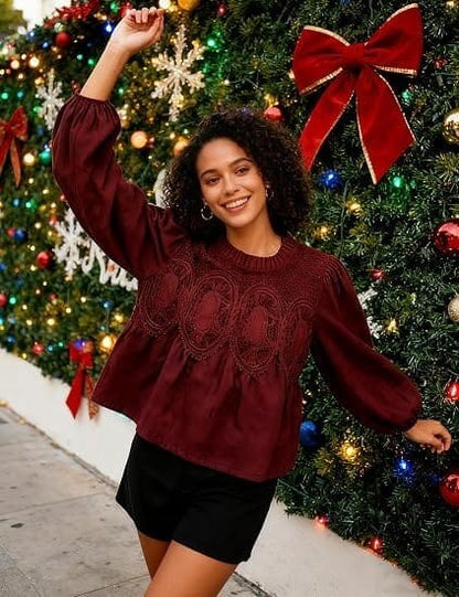 The Willow™ Embroidered Babydoll Blouse