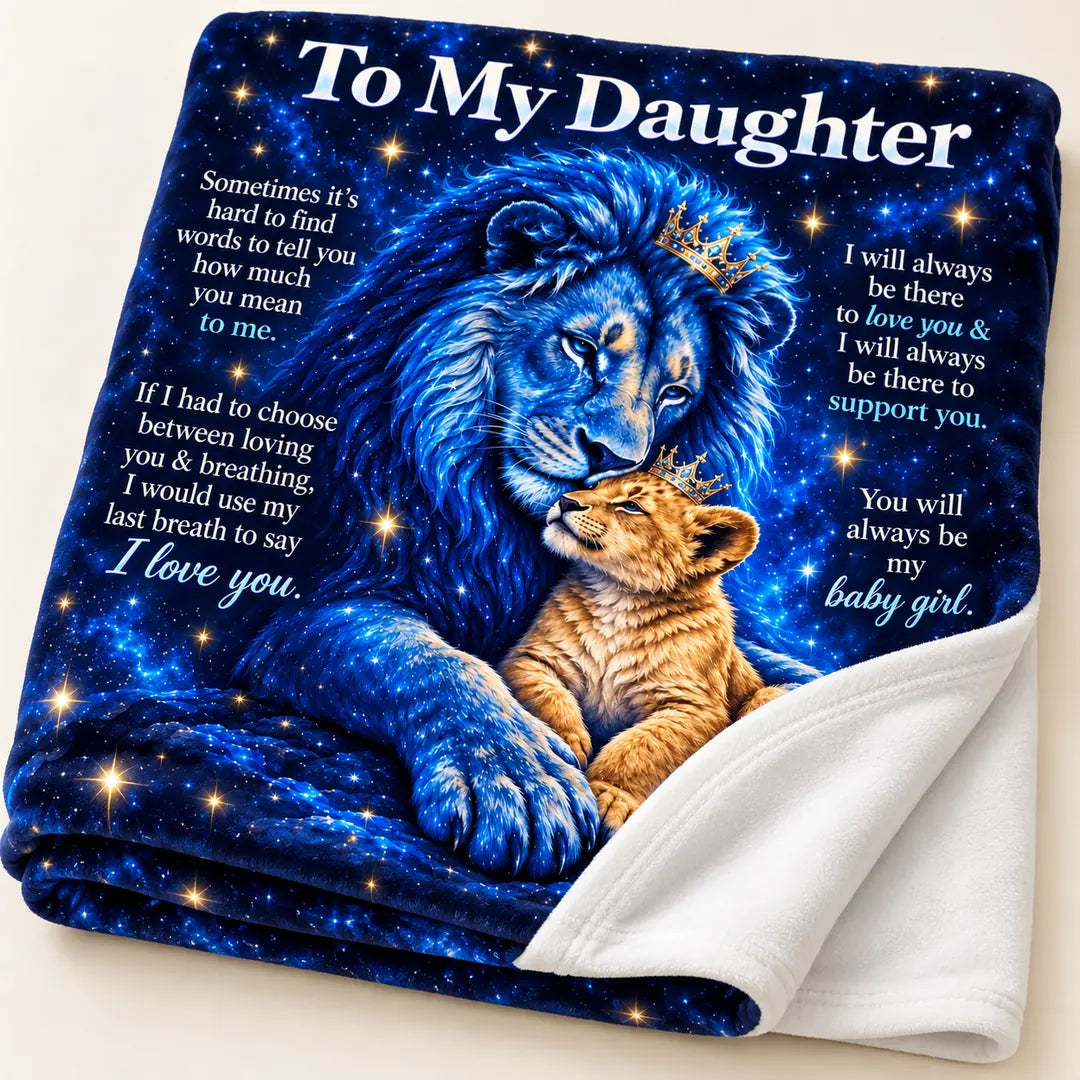 Royal Celestial printed blanket folded back to illustrate its plain smooth white reverse and stitched edge.