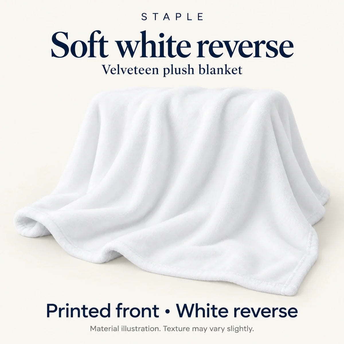 To My Wife Winter Lion blanket white reverse, showing soft velveteen fabric and a stitched edge.