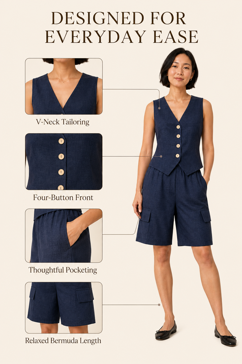 The Everyday Vest & Cargo Bermuda Set